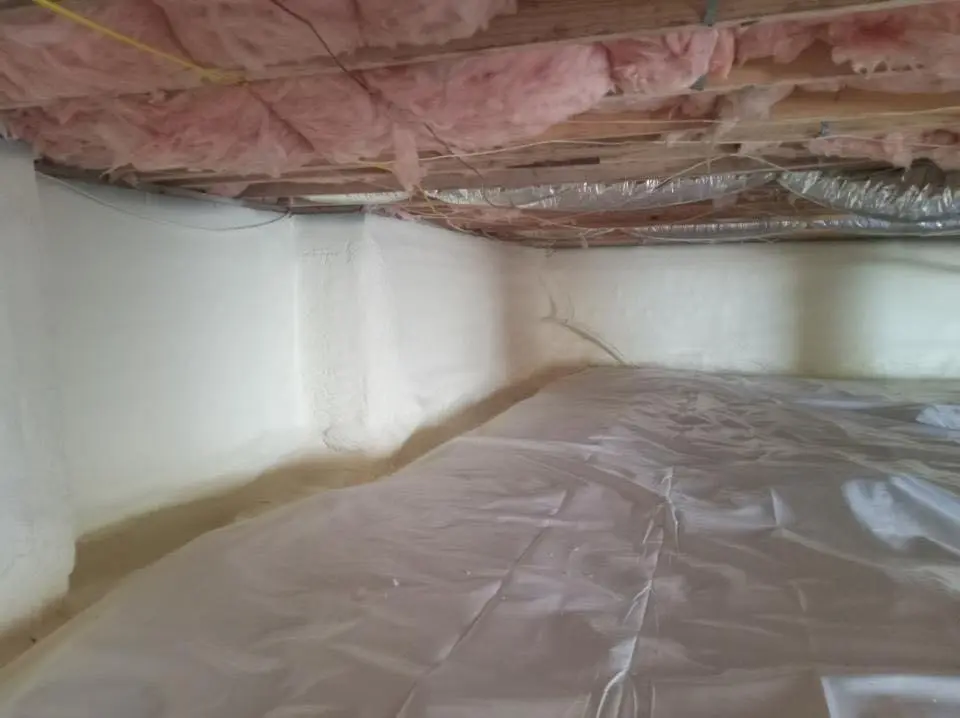 Crawl space encapsulation with closed-cell spray foam for Roof Maintenance in Calverton